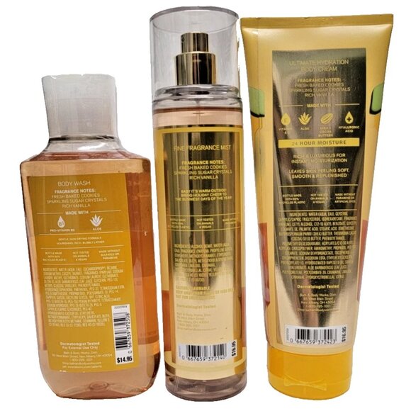 Bath & Body Works MERRY COOKIE Fine Fragrance Mist Body Cream Body Wash SET of 3 - Picture 2 of 2